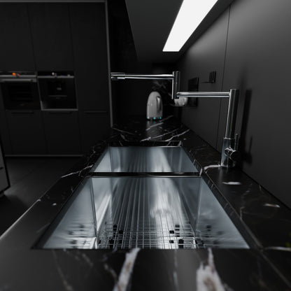 Contemporary Zero Radius Double Bowl Stainless Steel Kitchen Sink - NKSS-DBART02