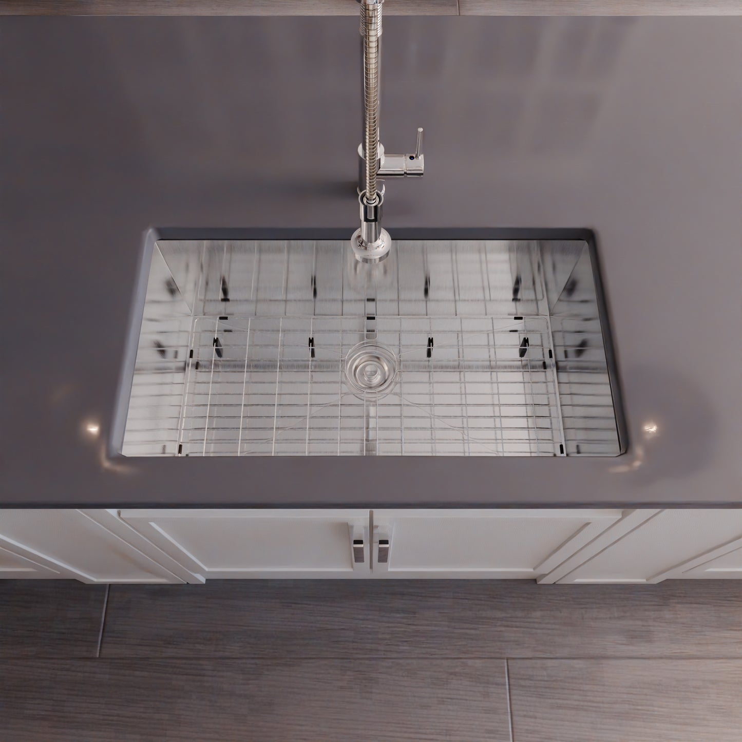 Contemporary stainless steel single bowl kitchen sink by Novatto with zero radius edges, sleek design, and durable construction.