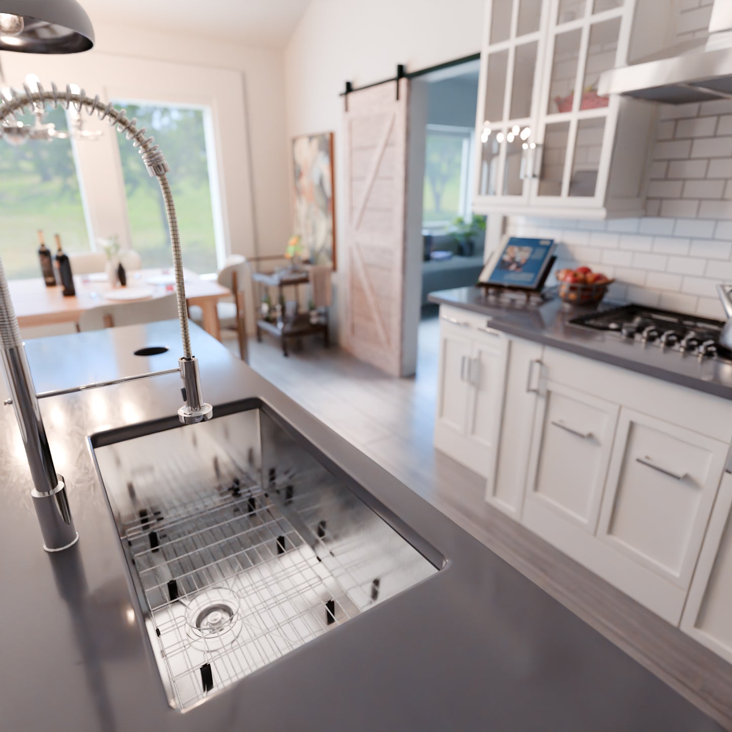 Contemporary stainless steel single bowl kitchen sink by Novatto with zero radius edges, sleek and modern design.
