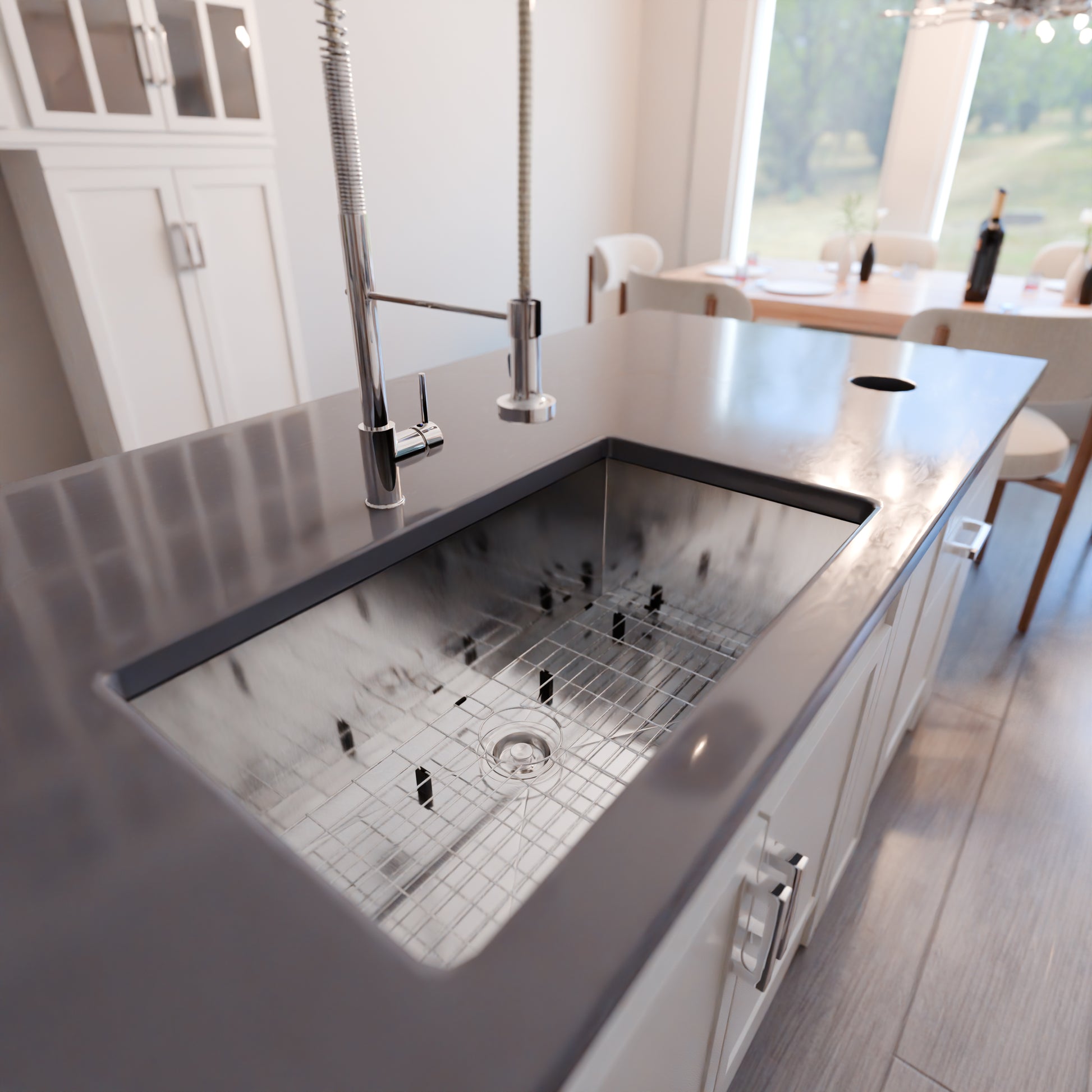 Contemporary stainless steel single bowl kitchen sink by Novatto with zero radius edges, sleek and modern design.