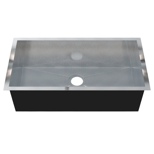 Stainless steel single bowl kitchen sink by Novatto, 32-inch size with smooth finish and deep basin for modern kitchens.
