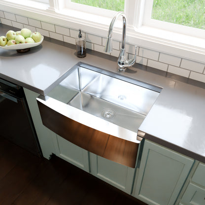 30-inch Stainless Steel Single Bowl Farmhouse Kitchen Sink  - NKSS-R103021SBFRM