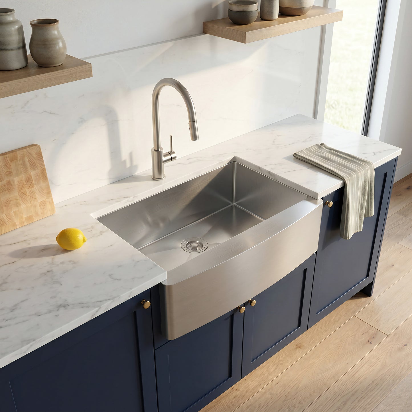 30-inch Stainless Steel Single Bowl Farmhouse Kitchen Sink  - NKSS-R103021SBFRM