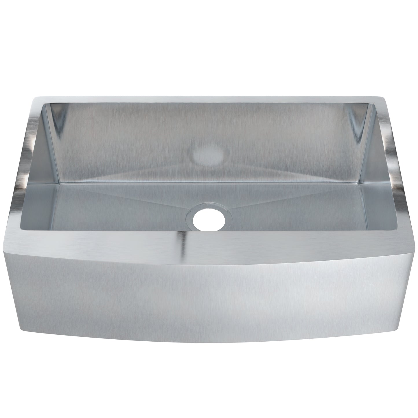 33-inch stainless steel farmhouse kitchen sink by Novatto, single bowl design with smooth finish and deep basin for spacious use.