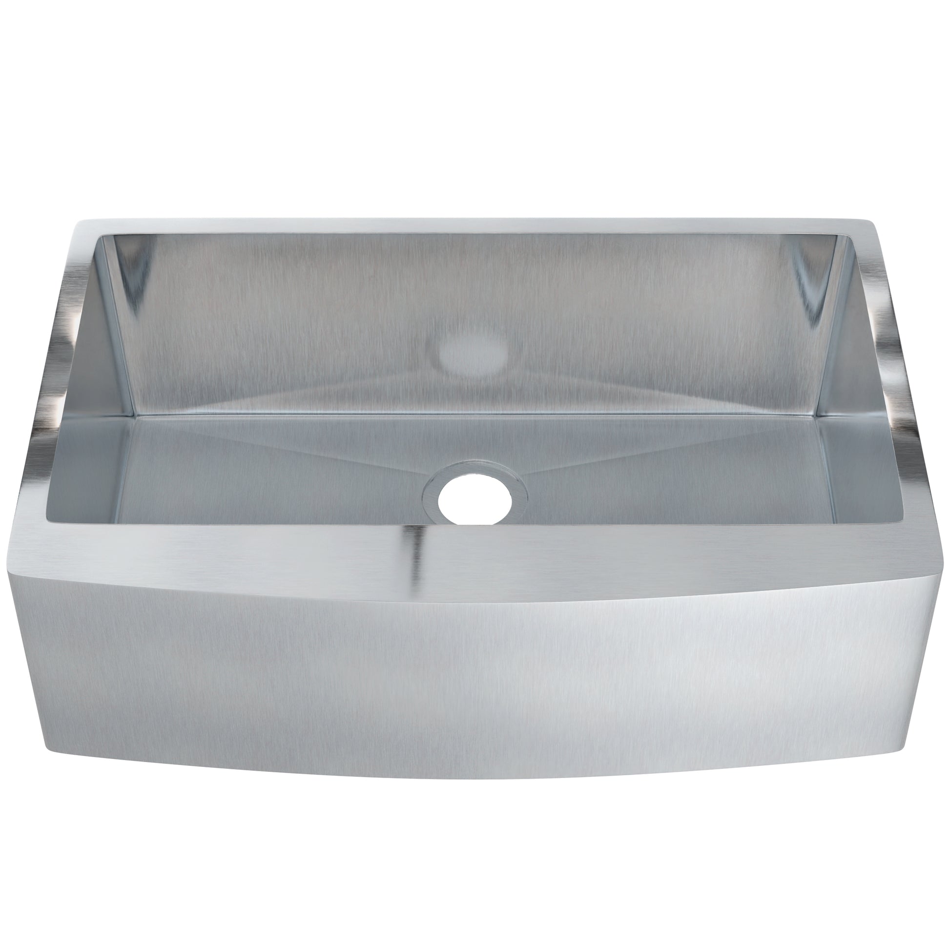 33-inch stainless steel farmhouse kitchen sink by Novatto, single bowl design with smooth finish and deep basin for spacious use.