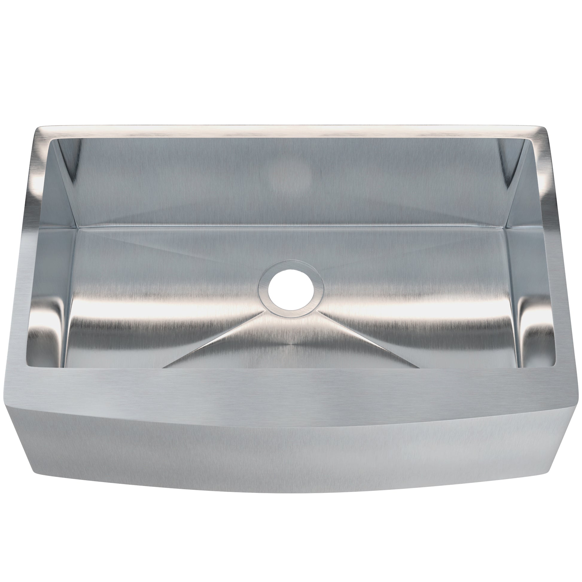 33-inch stainless steel farmhouse kitchen sink by Novatto with single bowl and clean modern design.