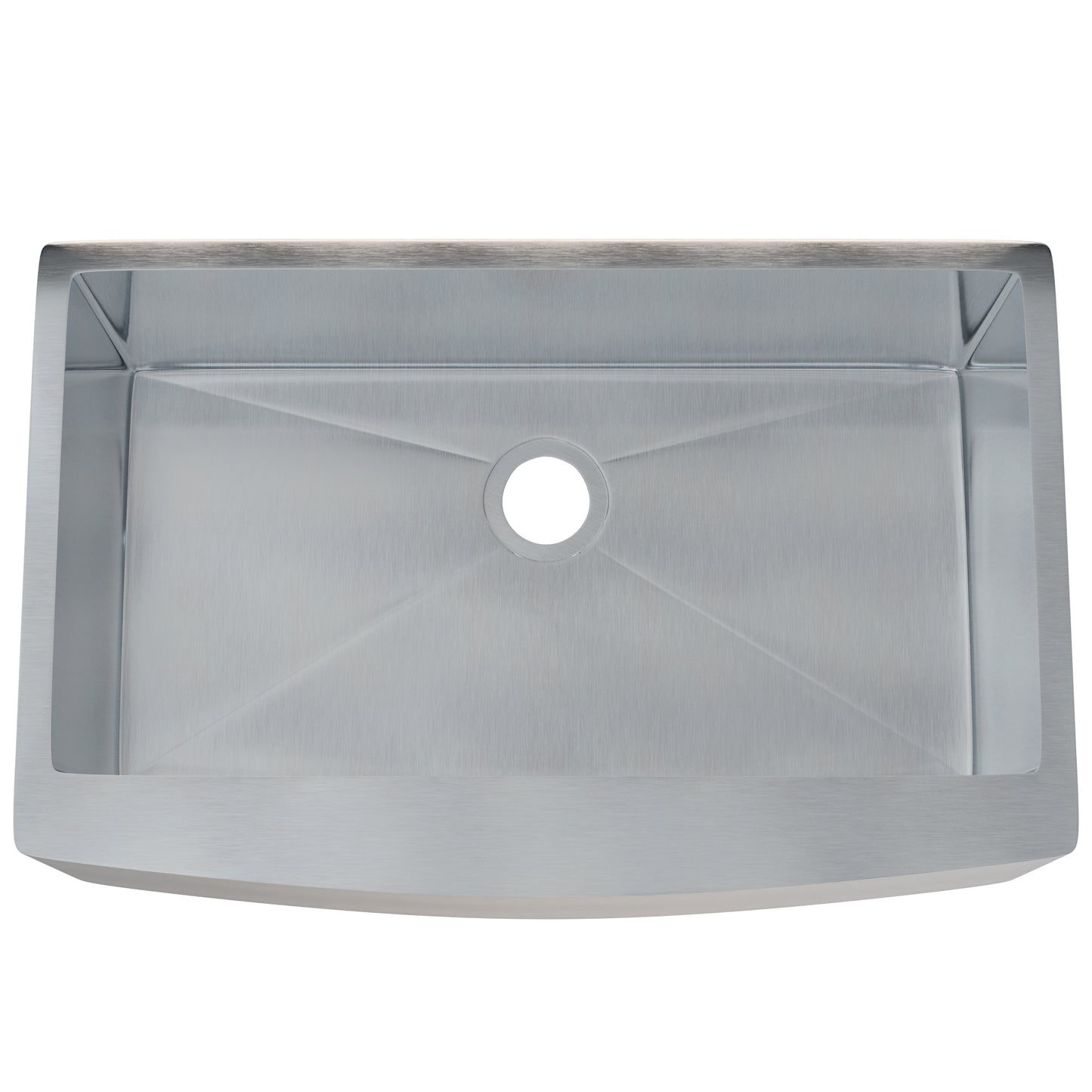 33-inch stainless steel farmhouse kitchen sink by Novatto with single bowl, sleek design, and high-quality finish.