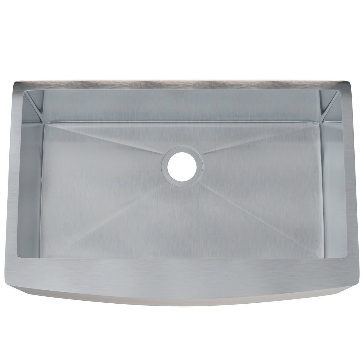 33-inch stainless steel farmhouse kitchen sink by Novatto with single bowl, sleek design, and high-quality finish.
