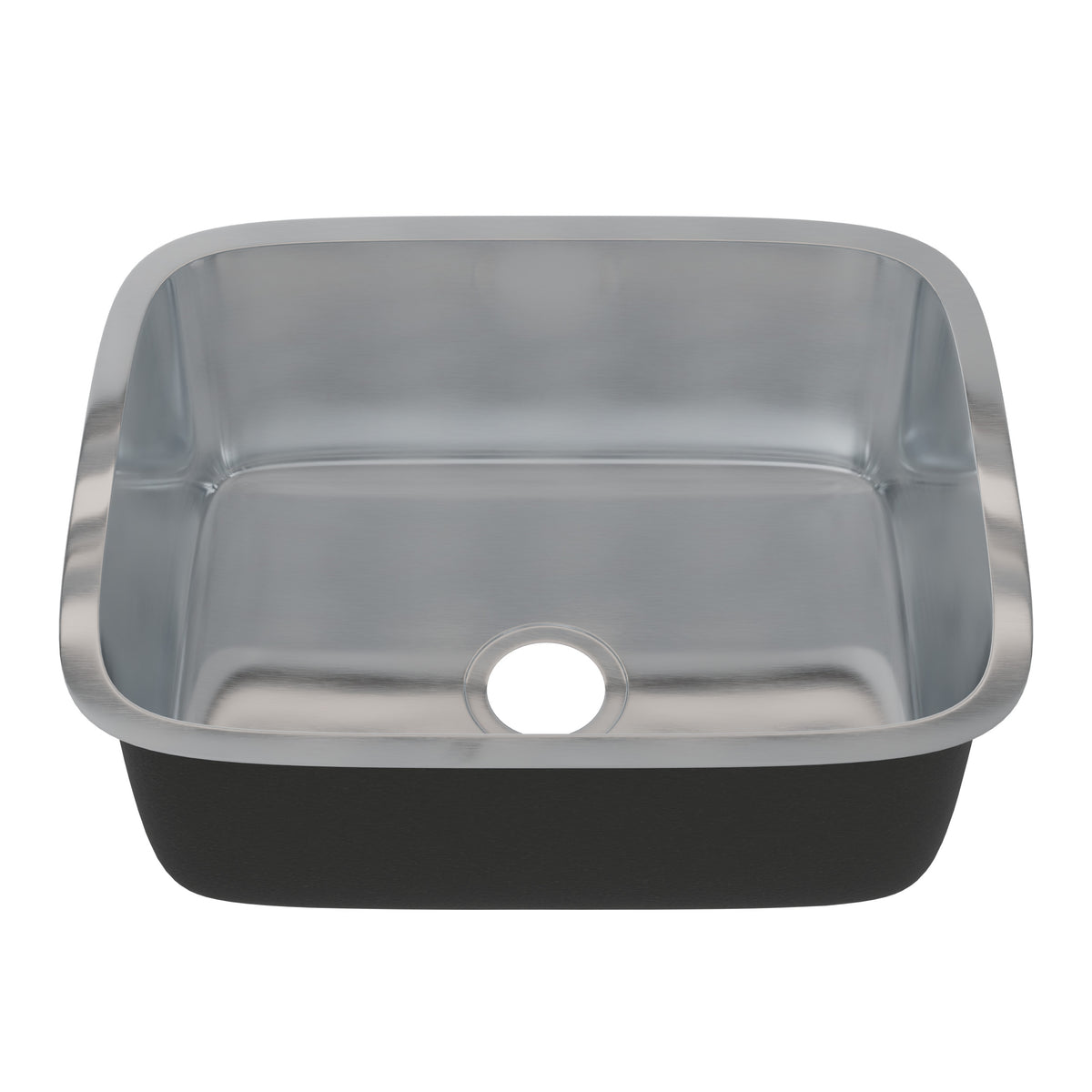 Novatto 23-inch single bowl stainless steel kitchen sink with sleek design and durable construction, shown without drain.