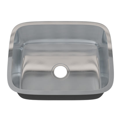 Novatto Classic 23-inch single bowl stainless steel kitchen/bar sink with smooth finish and spacious basin.