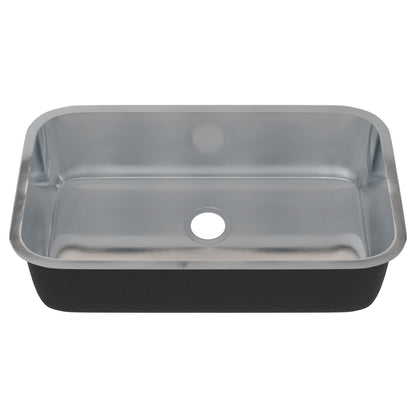 Novatto 32-inch stainless steel kitchen sink with single bowl, sleek design, and durable construction.