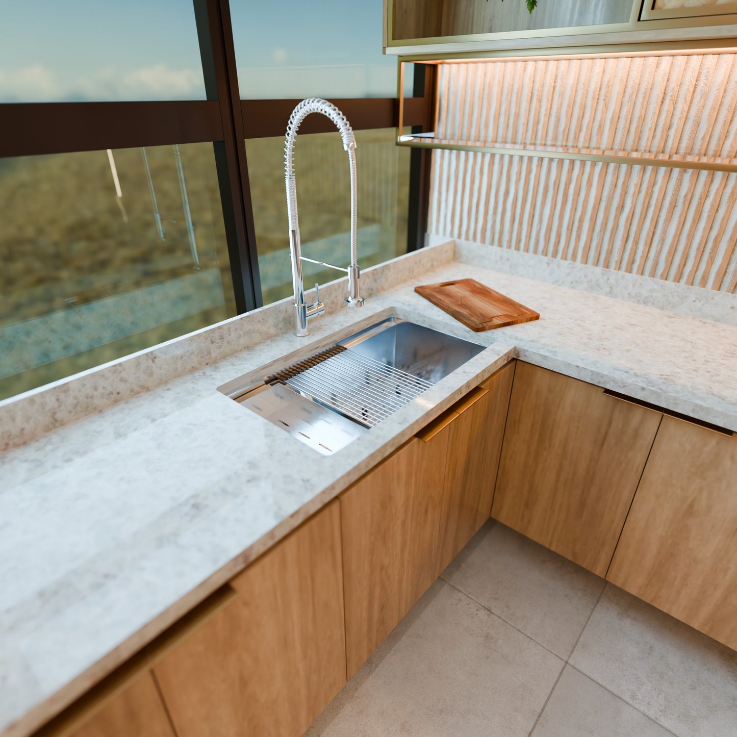 All-in Single Bowl Stainless Steel Kitchen Sink Workstation with Accessories - NKS-SBALLINART04