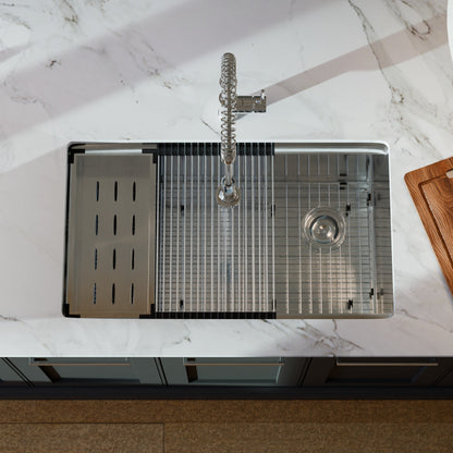All-in Single Bowl Stainless Steel Kitchen Sink Workstation with Accessories - NKS-SBALLINART04