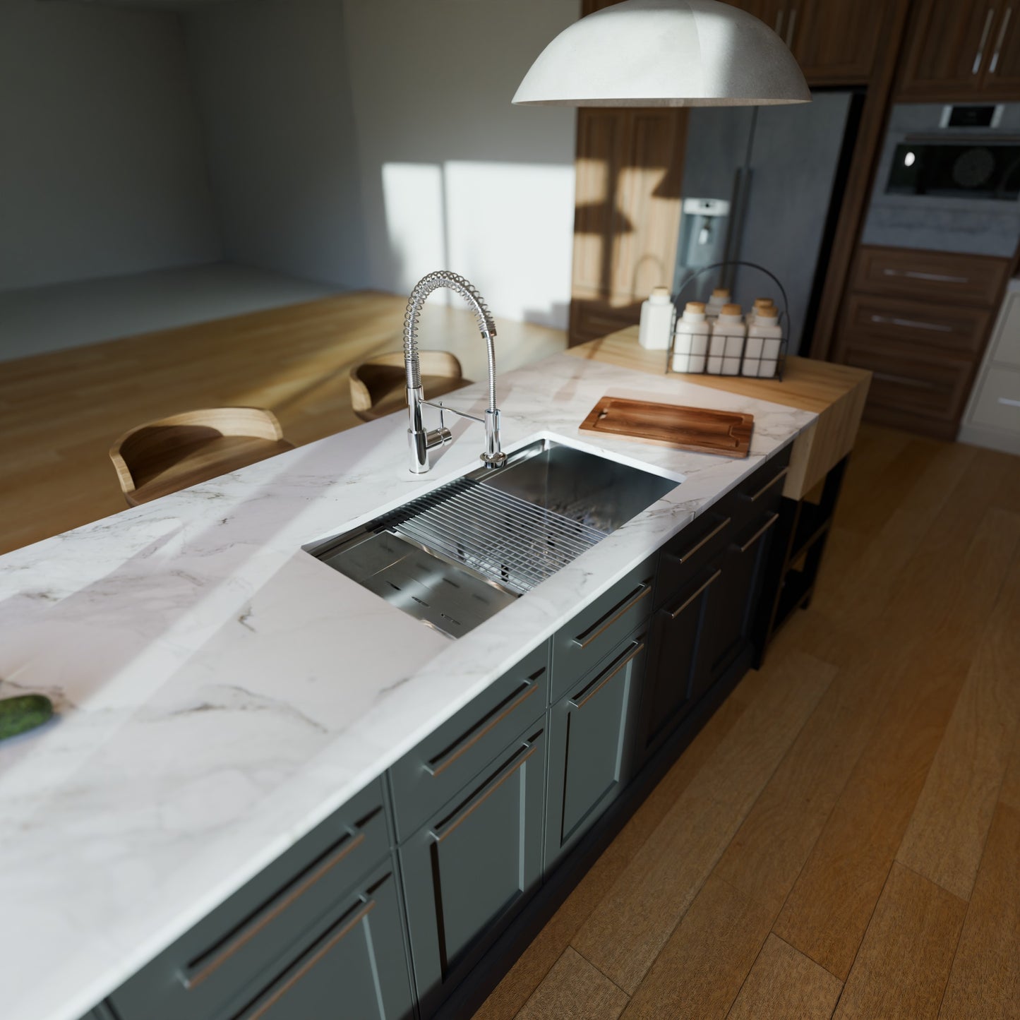 All-in Single Bowl Stainless Steel Kitchen Sink Workstation with Accessories - NKS-SBALLINART04