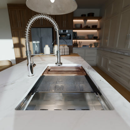 All-in Single Bowl Stainless Steel Kitchen Sink Workstation with Accessories - NKS-SBALLINART04