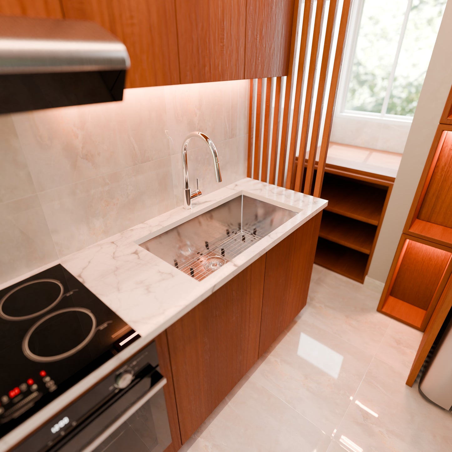 Contemporary Zero Radius Stainless Steel Single Bowl Kitchen Sink - NKSS-SBART04