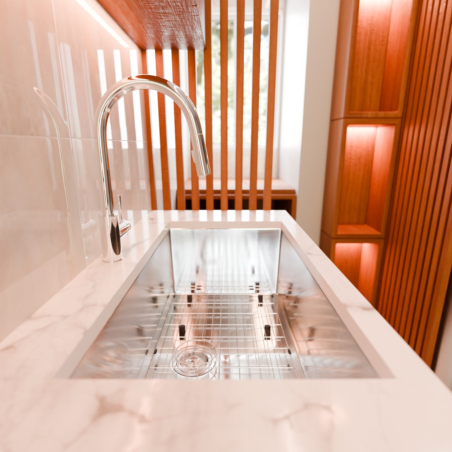 Contemporary Zero Radius Stainless Steel Single Bowl Kitchen Sink - NKSS-SBART04