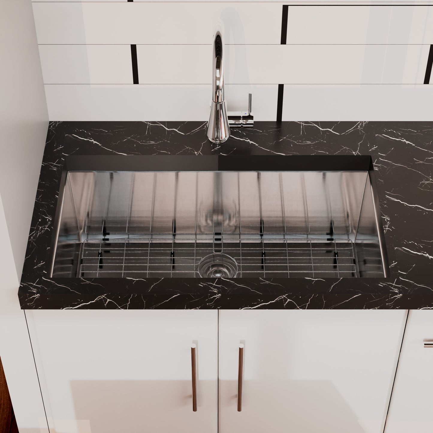 Contemporary Zero Radius Stainless Steel Single Bowl Kitchen Sink - NKSS-SBART04