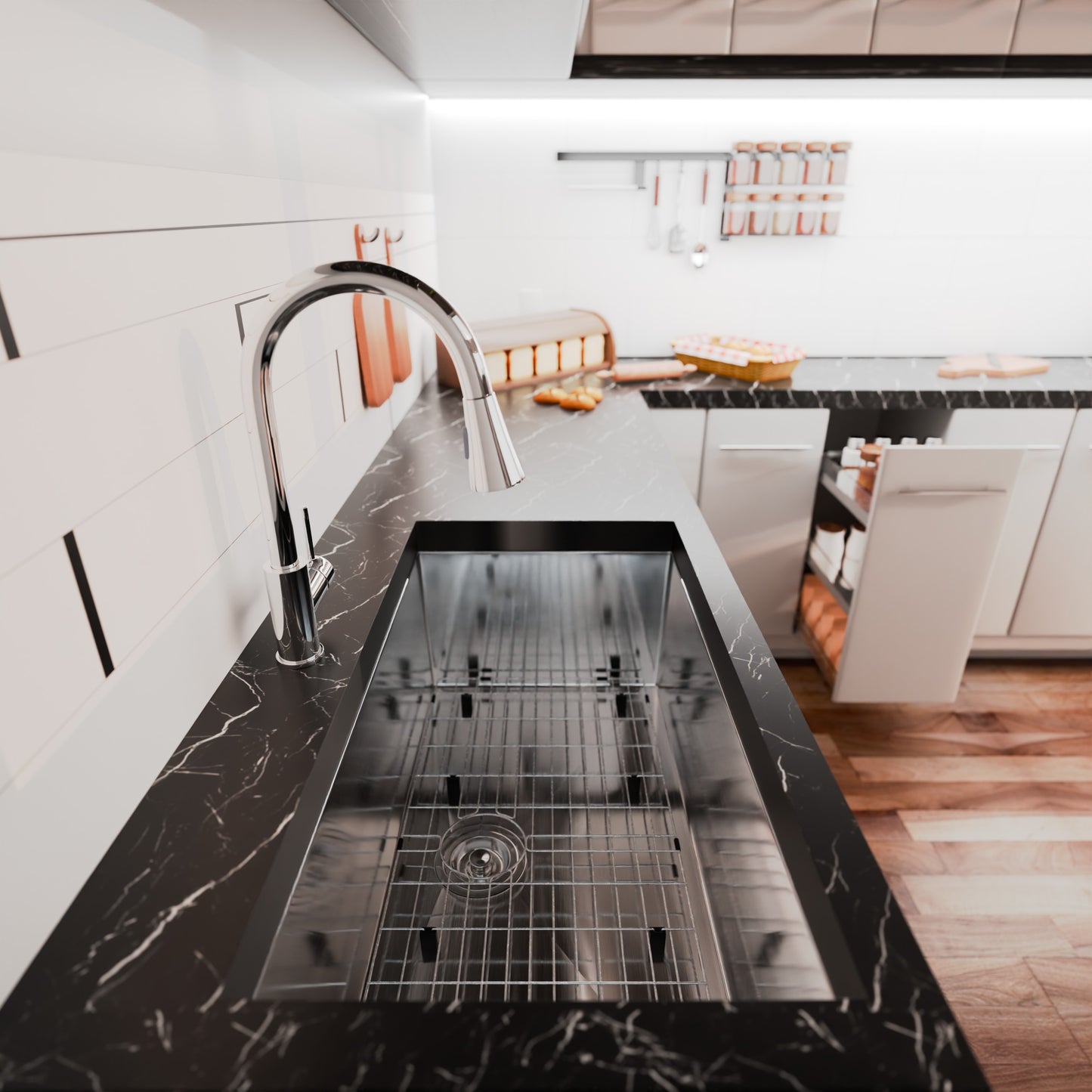 Contemporary Zero Radius Stainless Steel Single Bowl Kitchen Sink - NKSS-SBART04