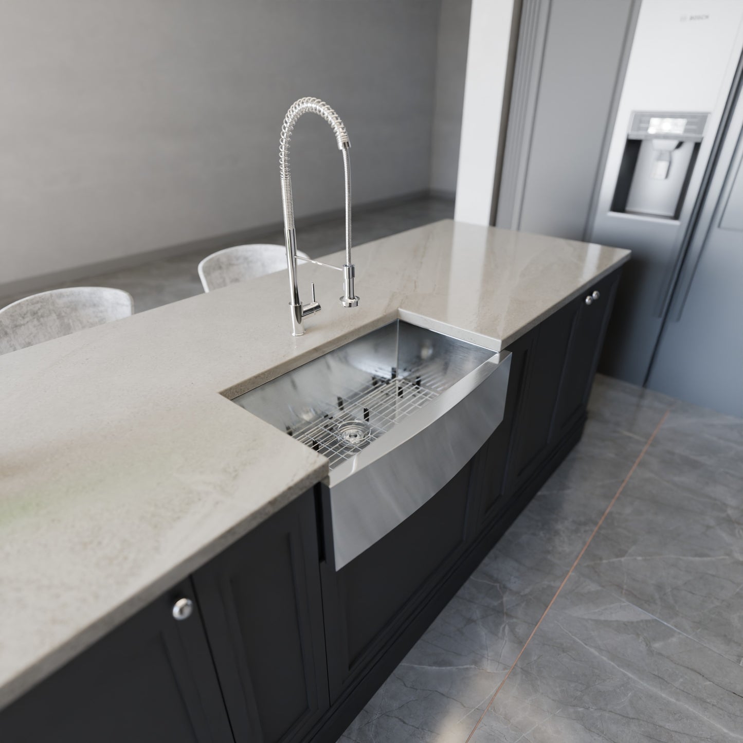 Zero Radius Stainless Steel Single Bowl Farmhouse Kitchen Sink  - NKSS-SBFARM