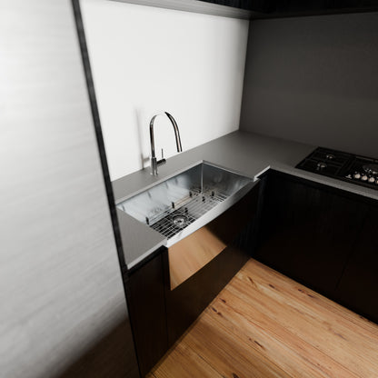Zero Radius Stainless Steel Single Bowl Farmhouse Kitchen Sink  - NKSS-SBFARM