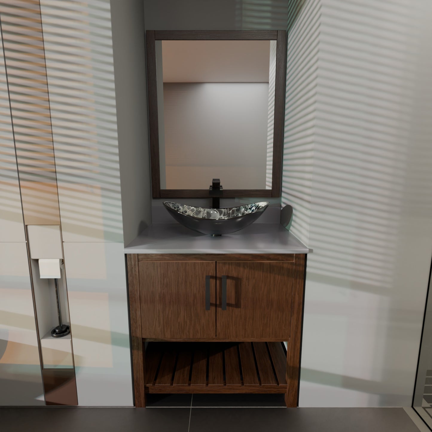 30-inch Vanity with Storm Grey Quartz Counter NOBV-30CM-280