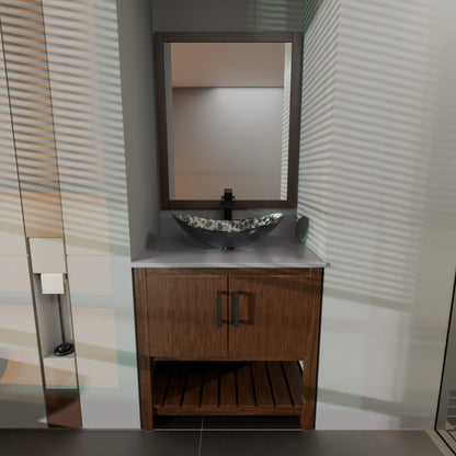 30-inch Bath Vanity with Storm Grey Quartz Counter and Sink - NOBV-30CM-280-G012-8031