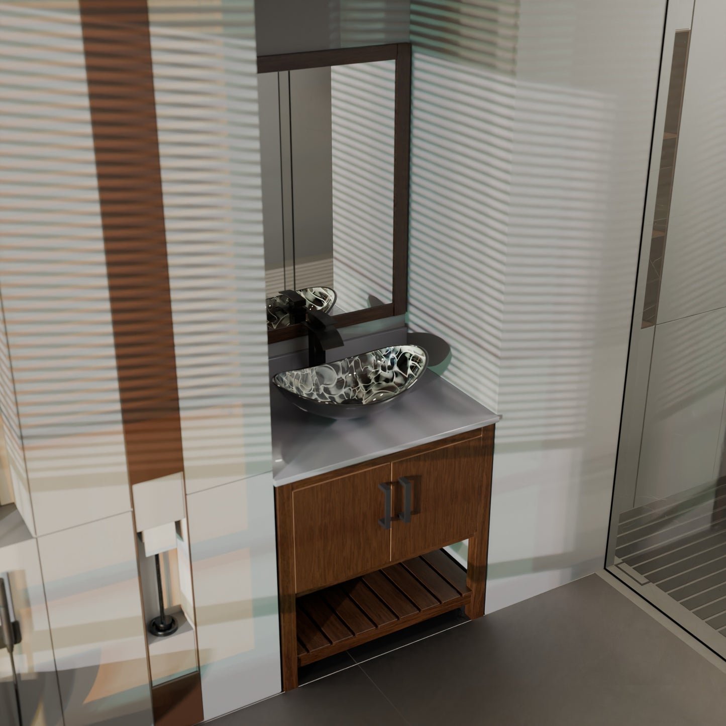 30-inch Vanity with Storm Grey Quartz Counter NOBV-30CM-280