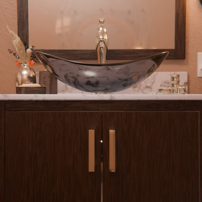 30-inch Novatto bath vanity with café mocha quartz countertop and integrated sink, featuring a modern, sleek bathroom accessory design.