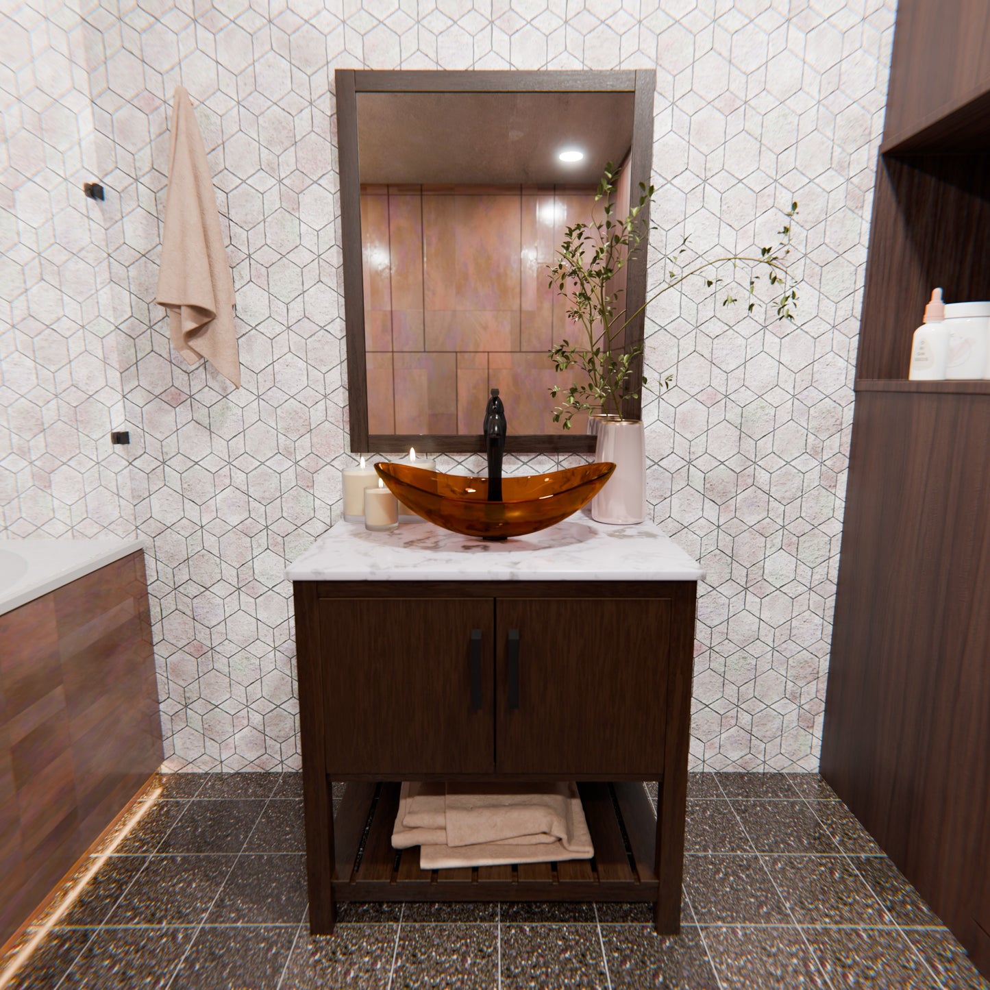 30-inch Bath Vanity with Café Mocha Quartz Counter and Sink - NOBV-30CM-6001-324T