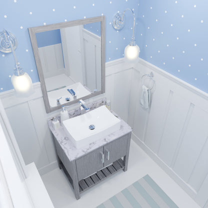 30-inch Bath Vanity with Café Mocha Quartz Counter and Sink - NOBV-30SG-6001-1141