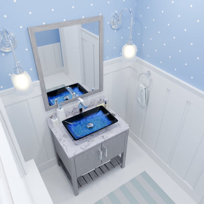 30-inch Bath Vanity with Café Mocha Quartz Counter and Sink, NOBV-30SG-6001-19034