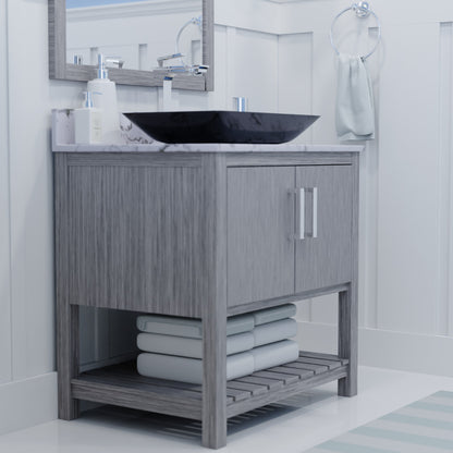 30-inch Bath Vanity with Café Mocha Quartz Counter and Sink, NOBV-30SG-6001-19034