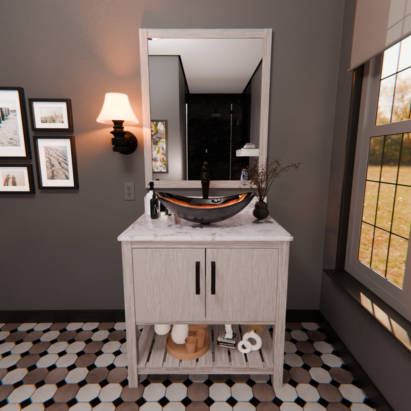 30-inch Vanity with Café Mocha Quartz Counter NOBV-30SG-6001