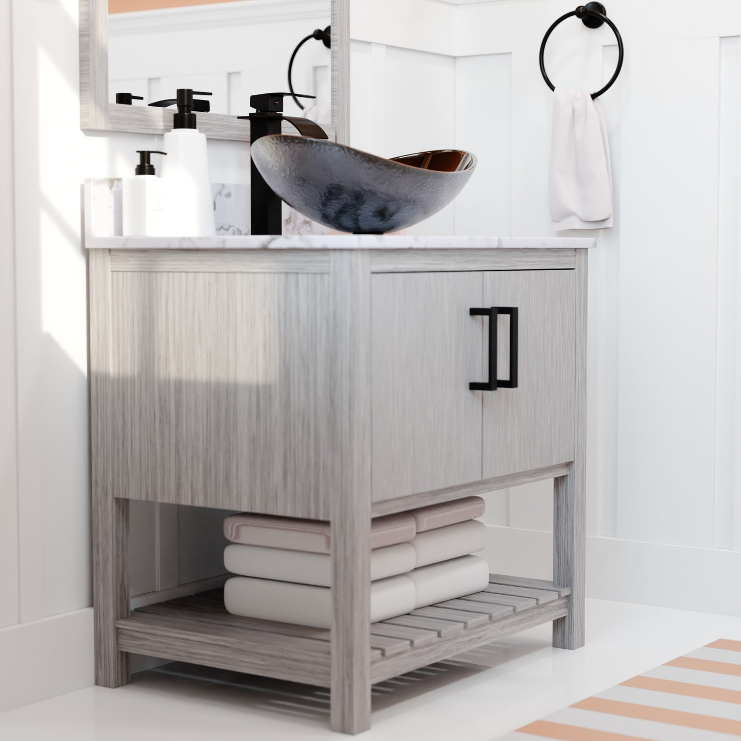 30-inch Bath Vanity with Café Mocha Quartz Counter and Sink - NOBV-30SG-6001-0088031