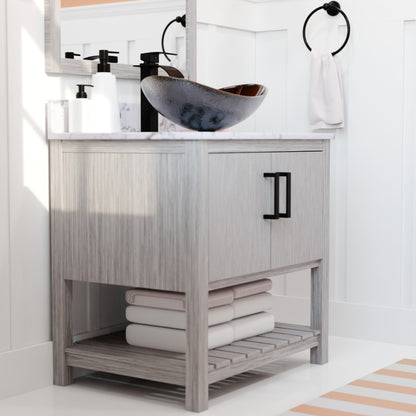 30-inch Bath Vanity with Café Mocha Quartz Counter and Sink - NOBV-30SG-6001-0088031