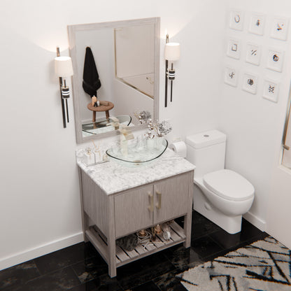 30-inch Vanity with Carrara White Marble Counter NOBV-30SG-CAR