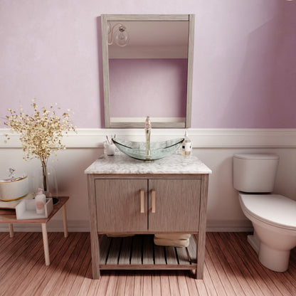 30-inch Bath Vanity with Carrara White Marble Counter and Sink - NOBV-30SG-CAR-324C