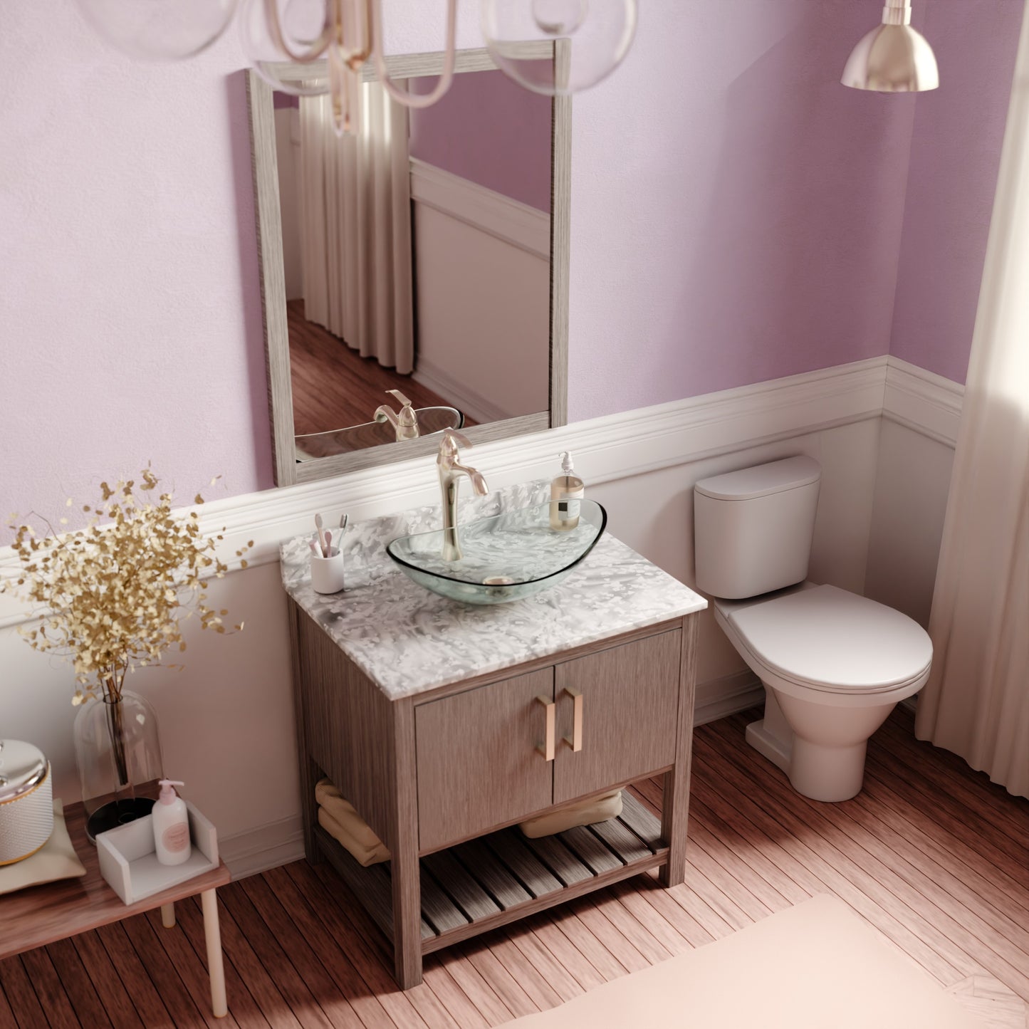 30-inch Bath Vanity with Carrara White Marble Counter and Sink - NOBV-30SG-CAR-324C