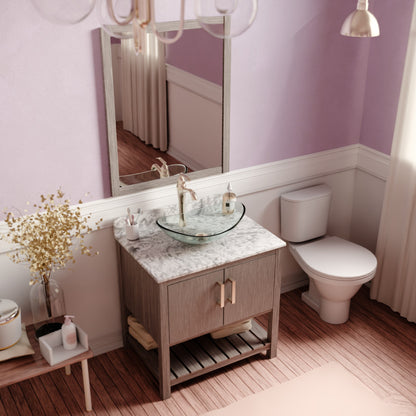 30-inch Bath Vanity with Carrara White Marble Counter and Sink - NOBV-30SG-CAR-324C