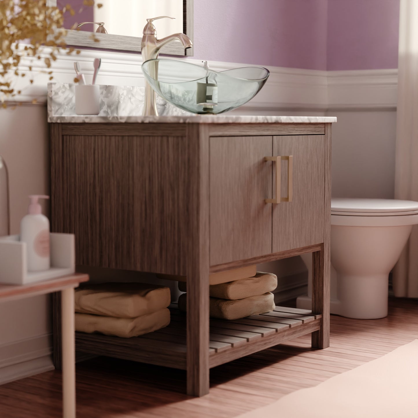 30-inch Bath Vanity with Carrara White Marble Counter and Sink - NOBV-30SG-CAR-324C