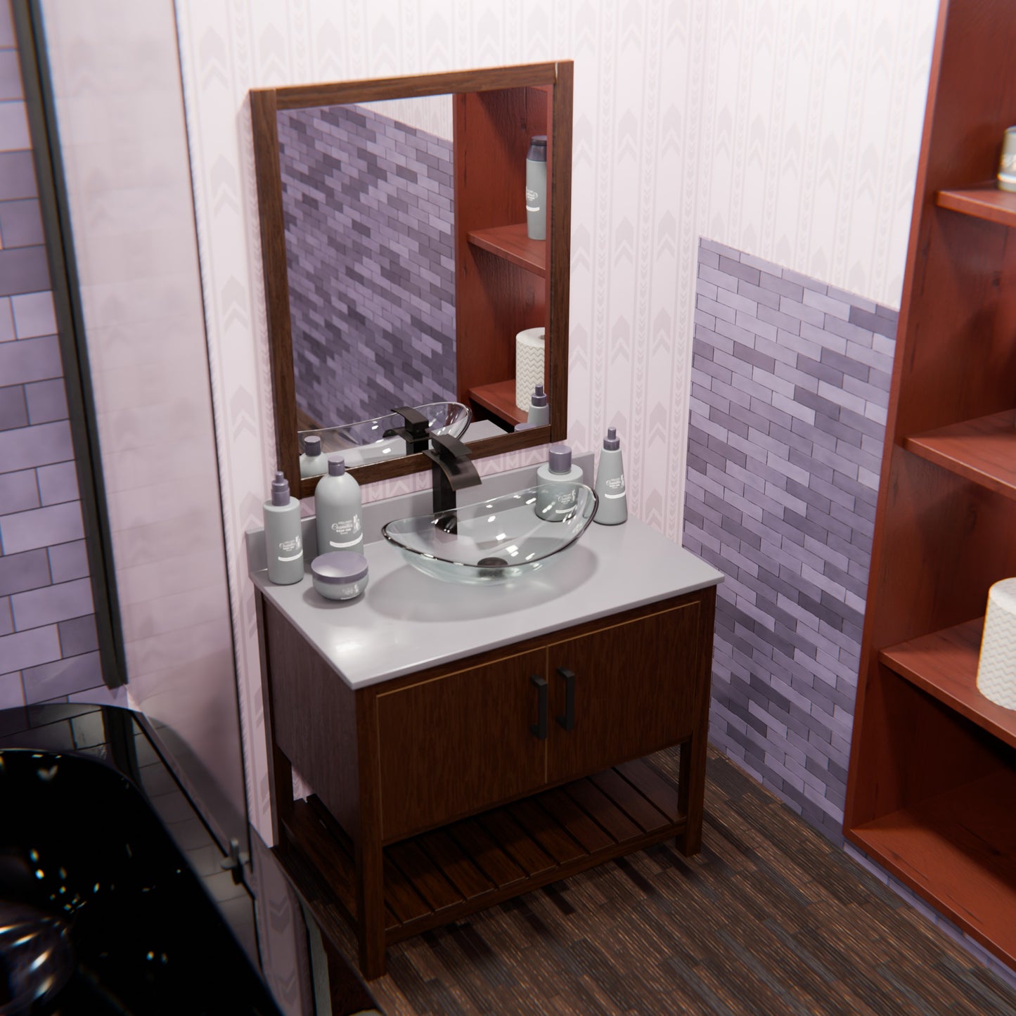 30-inch Bath Vanity with Storm Grey Quartz Counter and Sink - NOBV-30CM-280-324C