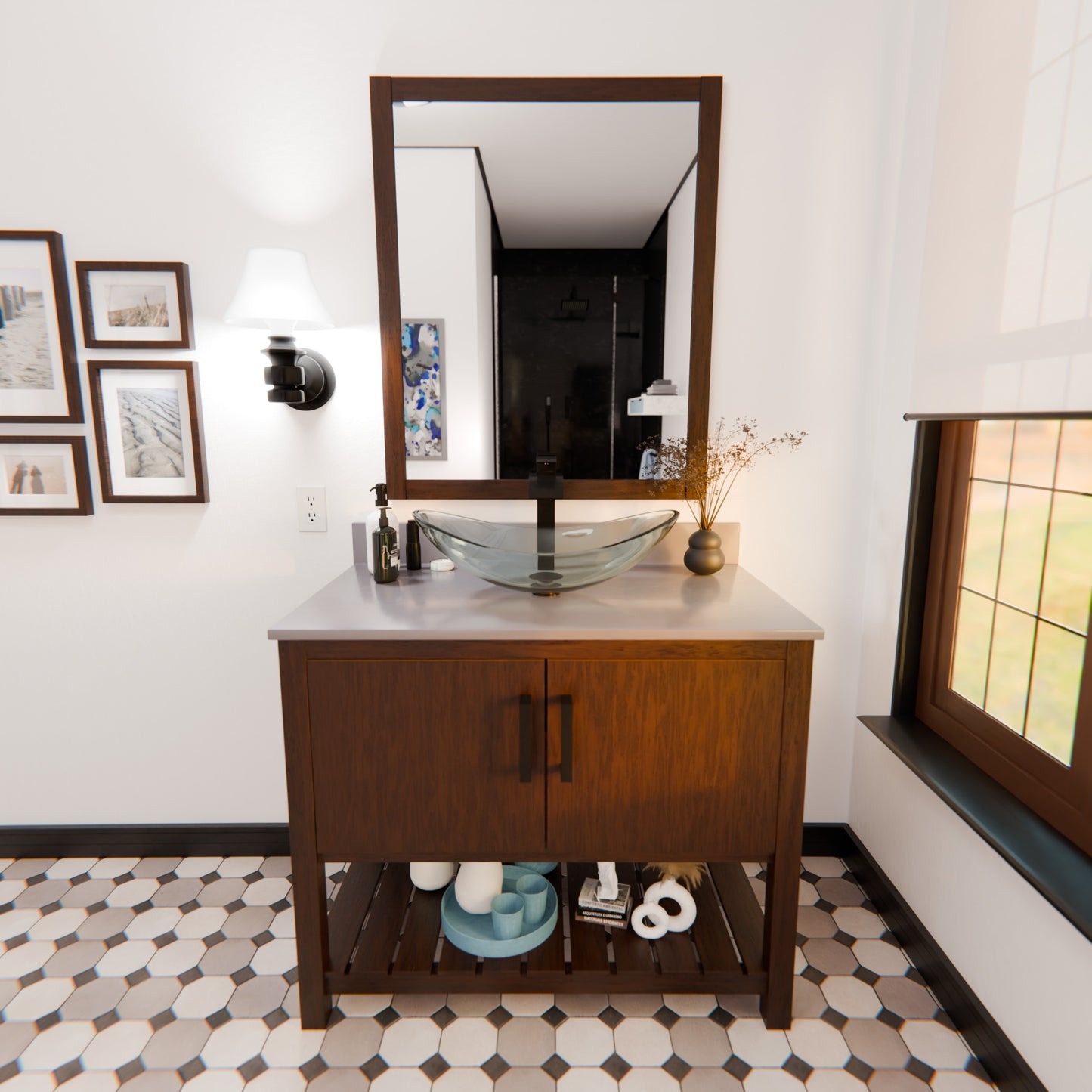 30-inch Bath Vanity with Storm Grey Quartz Counter and Sink - NOBV-30CM-280-324C