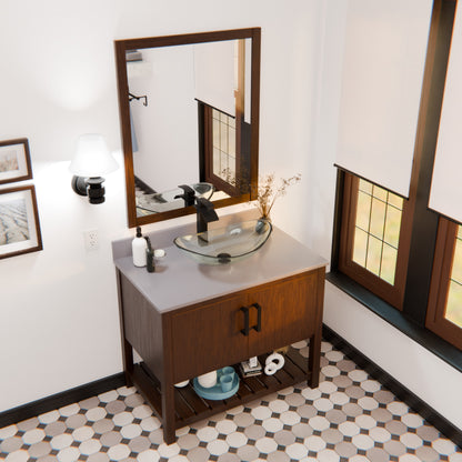 30-inch Bath Vanity with Storm Grey Quartz Counter and Sink - NOBV-30CM-280-324C