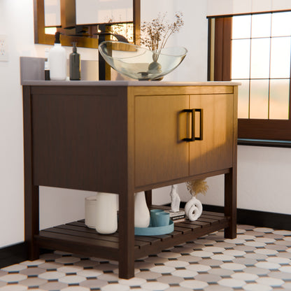 30-inch Bath Vanity with Storm Grey Quartz Counter and Sink - NOBV-30CM-280-324C