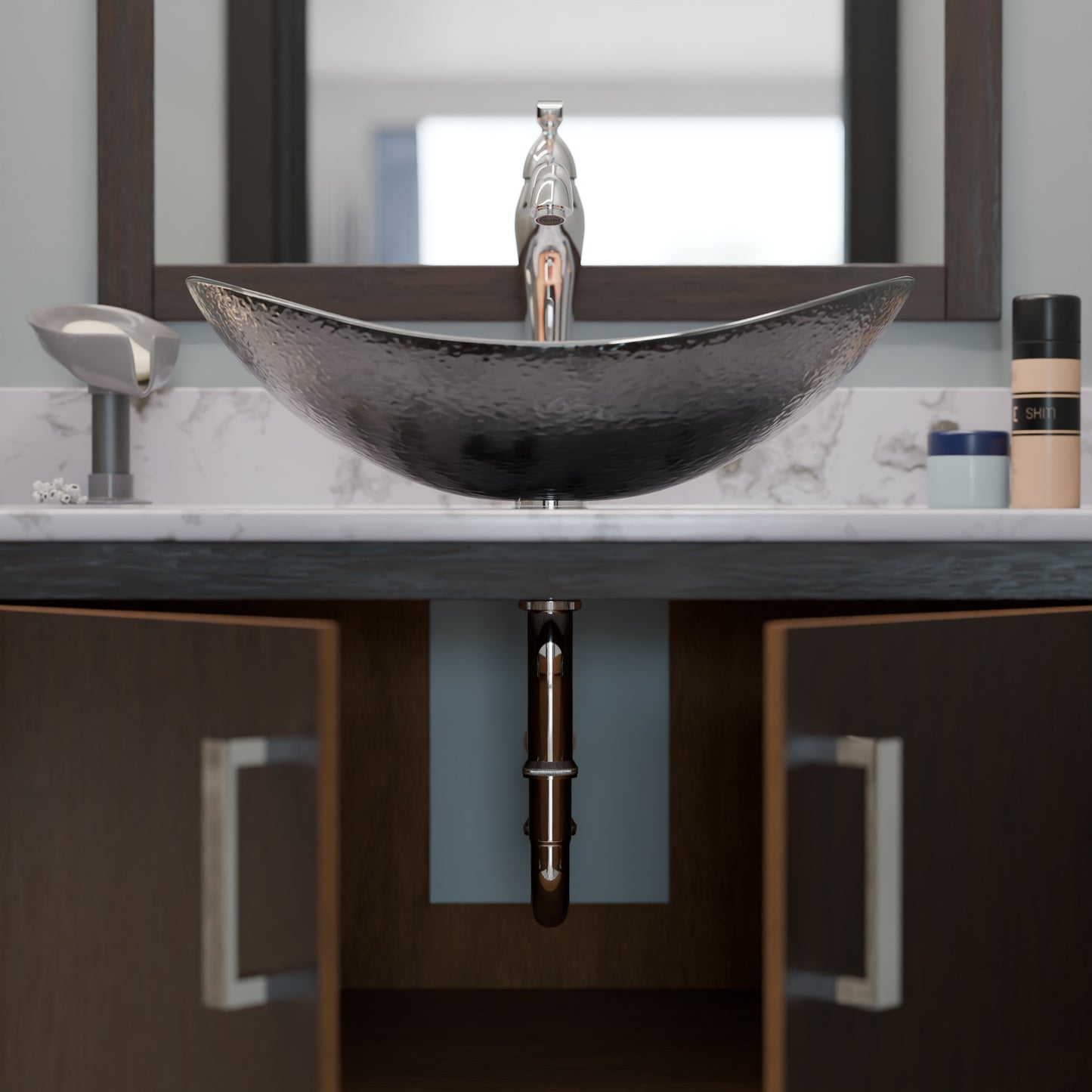Novatto 30-inch bath vanity with café mocha quartz countertop and sink, showcasing the elegant bathroom accessory.