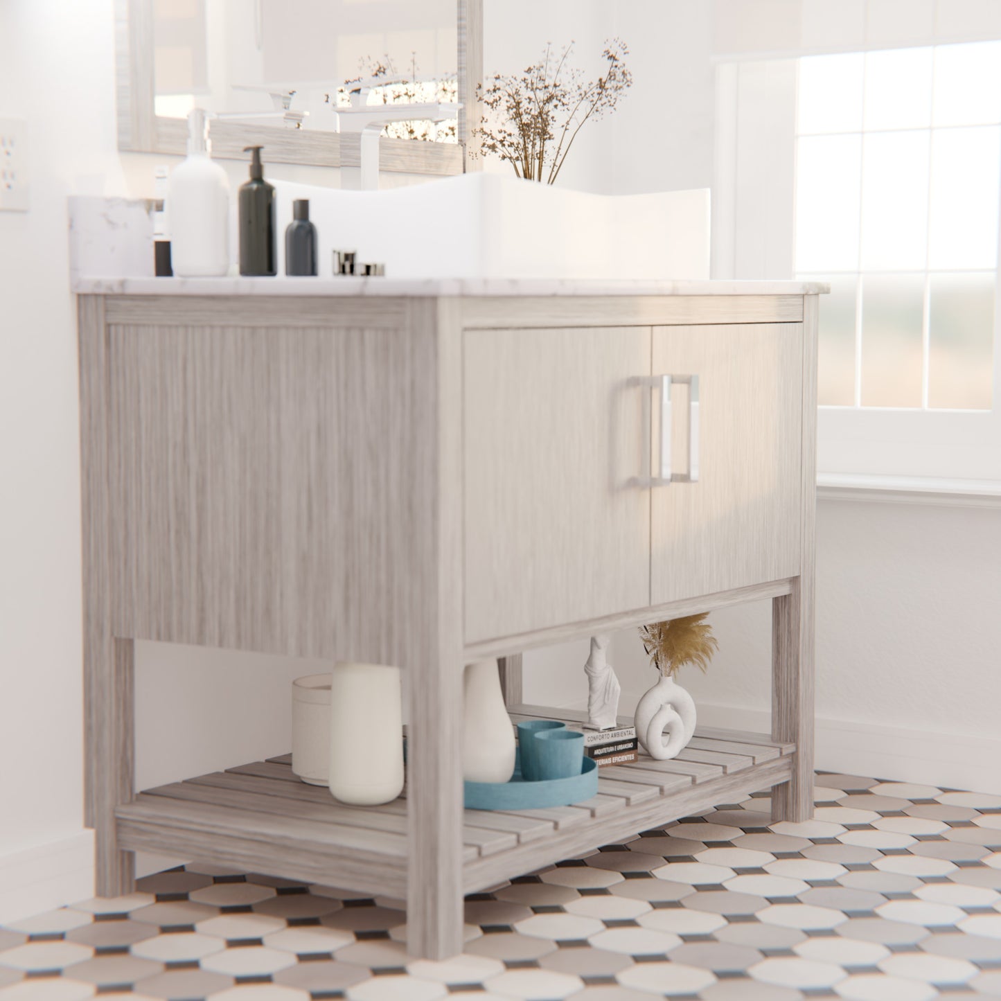 30-inch Bath Vanity with Café Mocha Quartz Counter and Sink - NOBV-30SG-6001-1141