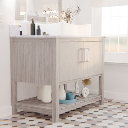 30-inch Bath Vanity with Café Mocha Quartz Counter and Sink - NOBV-30SG-6001-1141