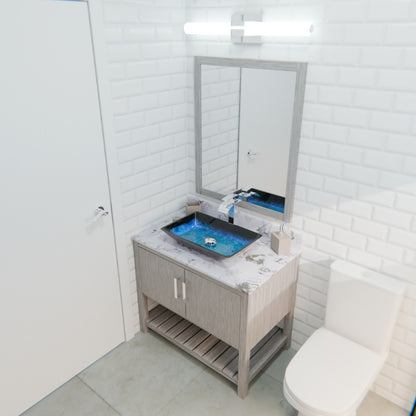 30-inch Bath Vanity with Café Mocha Quartz Counter and Sink, NOBV-30SG-6001-19034