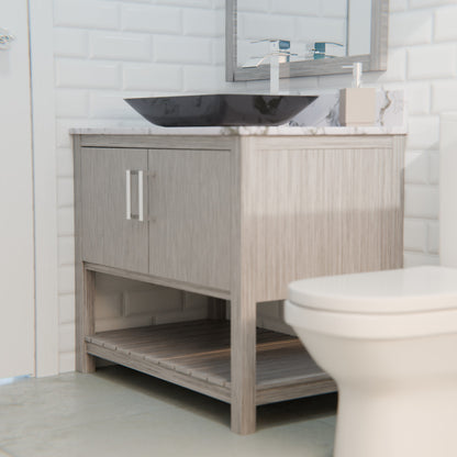 30-inch Bath Vanity with Café Mocha Quartz Counter and Sink, NOBV-30SG-6001-19034